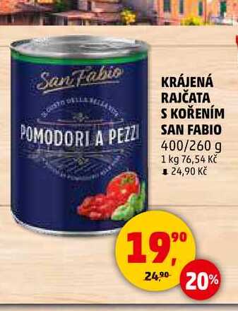 KRÁJENÁ RAJČATA S KOŘENÍM SAN FABIO, 400 g