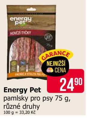Energy Pet pamlsky pro psy 75 g, různé druhy 