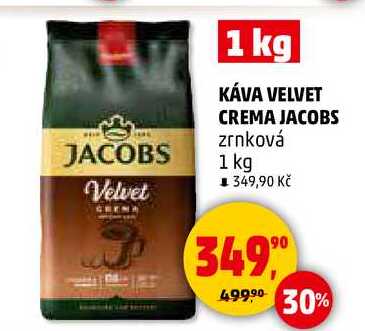 KÁVA VELVET CREMA JACOBS zrnková, 1 kg 