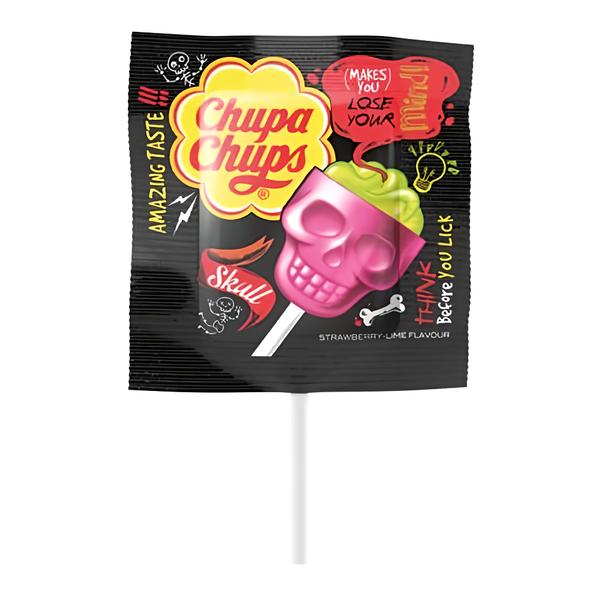 Chupa Chups 3D Skull Jahoda - Limeta lízátko