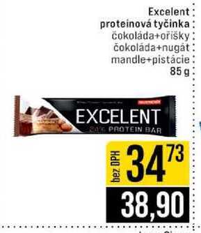 Excelent proteinová tyčinka čokoláda+oříšky čokoláda+nugát mandle+pistácie 85g