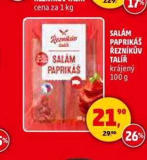 SALÁM PAPRIKÁŠ ŘEZNÍKŮV TALÍŘ, 100 g