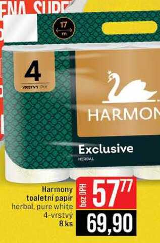 Harmony toaletní papir herbal, pure white 4-vrstvý 8 ks 