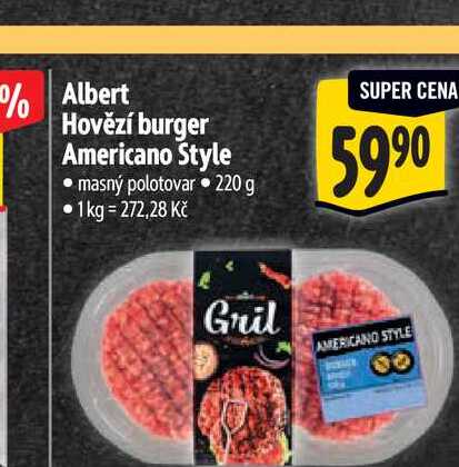 Albert Hovězí burger Americano Style 220 g