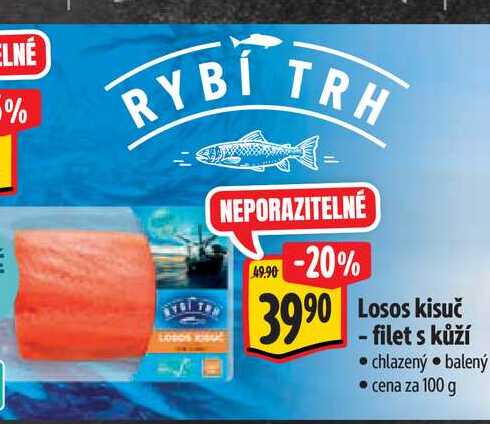 Losos kisuč - filet s kůží 100 g