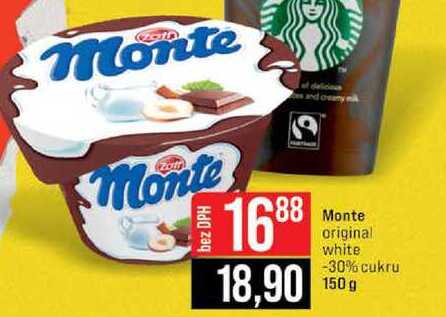 Monte original white -30% cukru 150 g 