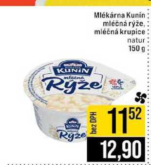 Mlékárna Kunín mléčná rýže, mléčná krupice natur 150 g 