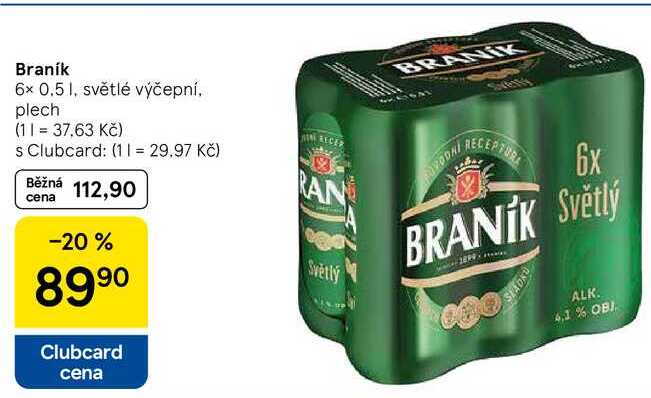 Braník, 6x 0.5 l, světlé výčepní