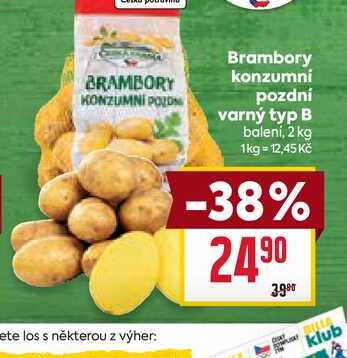 Brambory konzumní pozdní varný typ B baleni, 2 kg