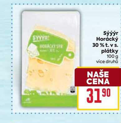 Sýýýr Horácký 30% t. v s. plátky 100 g 