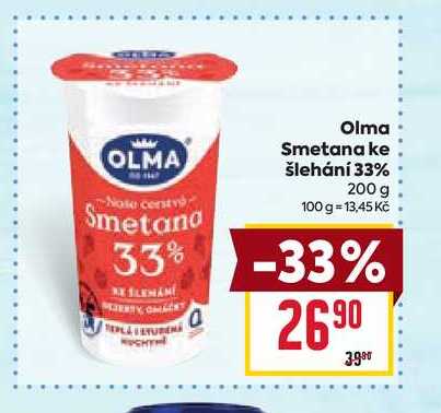 Olma Smetana ke šlehání 33% 200 g v akci