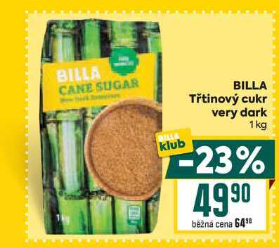 BILLA Třtinový cukr very dark 1 kg 