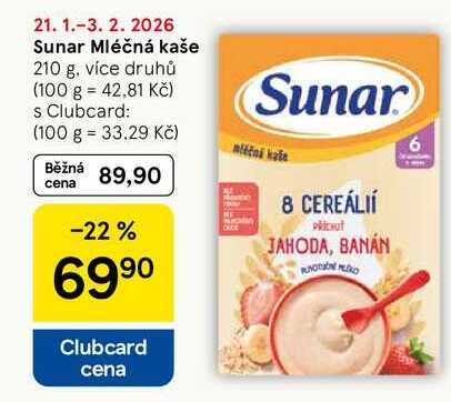 Sunar Mléčná kaše, 210 g, více druhů 