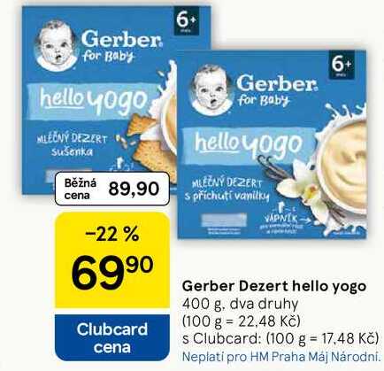 Gerber Dezert hello yogo, 400 g, dva druhy 
