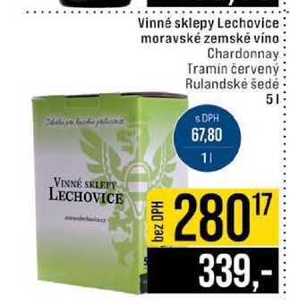 Vinné sklepy Lechovice moravské zemské víno Chardonnay bez DPH Tramín červený Rulandské šedé 5l