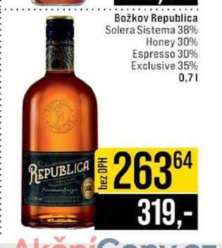 Božkov Republica Solera Sistema 38% Honey 30% Espresso 30% Exclusive 35% 0,7l 