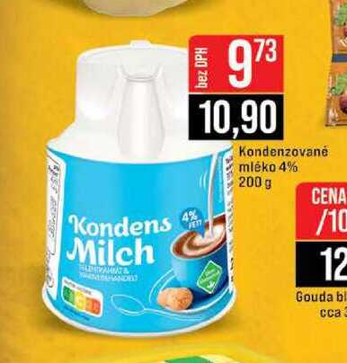 Kondenzované mléko 4% 200 g v akci