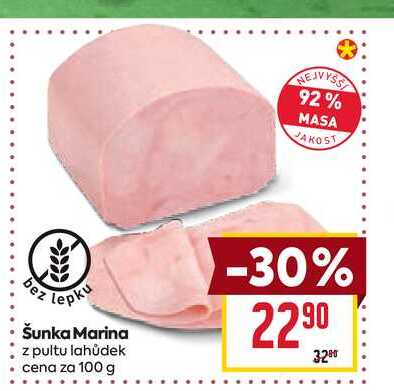 Šunka Marina z pultu lahůdek cena za 100 g 