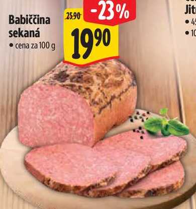 Babiččina sekaná, cena za 100 g 