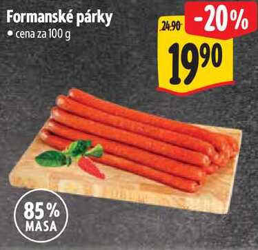 Formanské párky, cena za 100 g 