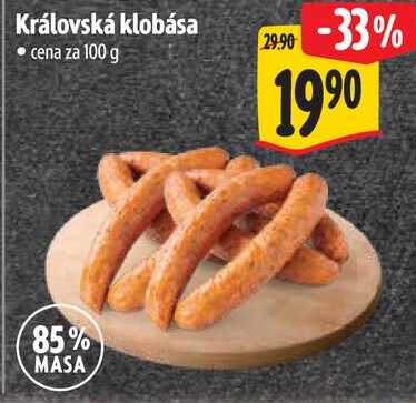 Královská klobása, cena za 100 g 