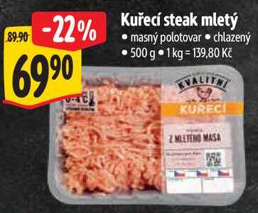 Kuřecí steak mletý, 500 g