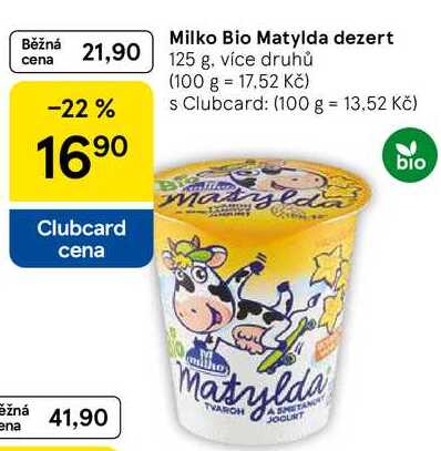 Milko Bio Matylda dezert, 125 g, více druhů 