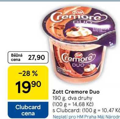 Zott Cremore Duo, 190 g 