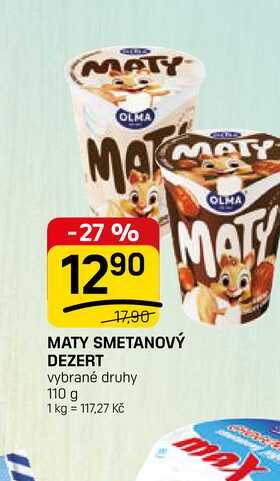 MATY SMETANOVÝ DEZERT vybrané druhy 110 g 