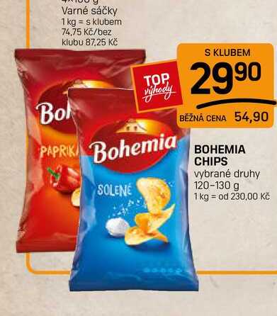 BOHEMIA CHIPS vybrané druhy 120-130 g 