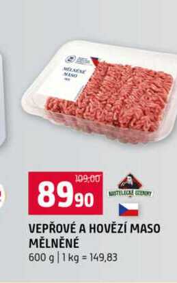 VEPŘOVÉ A HOVĚZÍ MASO MĚLNĚNÉ 600 g