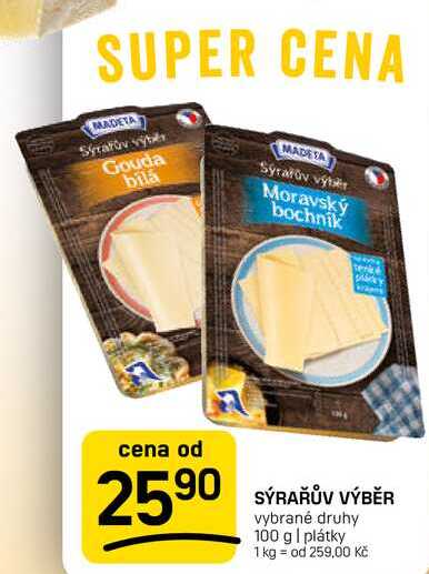 SÝRAŘŮV VÝBĚR vybrané druhy 100g