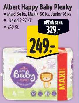 Albert Happy Baby Plenky, Maxi 84 ks, Maxi+ 80 ks, Junior 76 ks