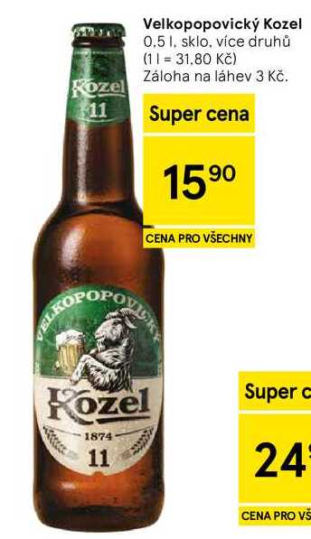 Velkopopovický Kozel, 0.5 l, sklo, více druhů