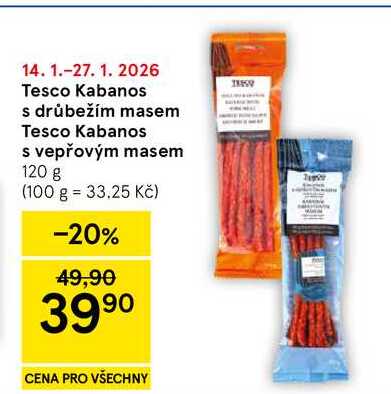 Tesco Kabanos s drůbežím masem, 120 g