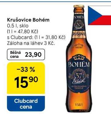 Krušovice Bohém, 0.5 l, sklo