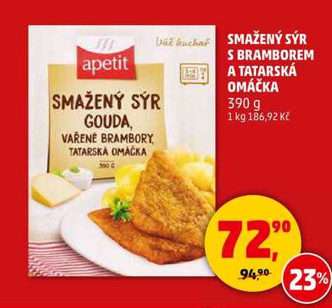 SMAŽENÝ SÝR S BRAMBOREM A TATARSKÁ OMÁČKA, 390 g 