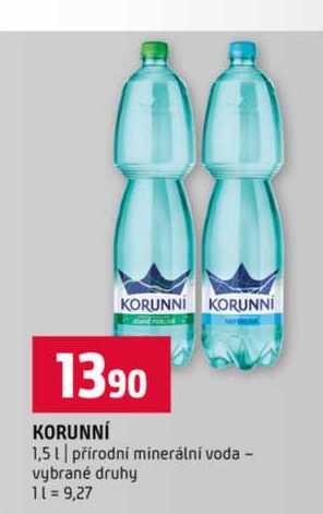 KORUNNÍ 1,5l přírodní minerální voda vybrané druhy 