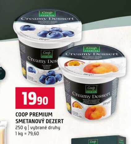 COOP PREMIUM SMETANOVÝ DEZERT 250 g vybrané druhy 