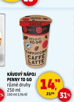 KÁVOVÝ NÁPOJ PENNY TO GO, 250 ml 