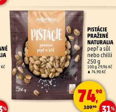 PISTÁCIE PRAŽENÉ NATURALIA pepř a sůl, 250 g
