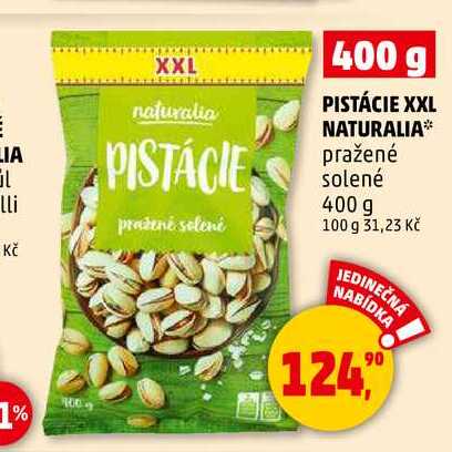 PISTÁCIE XXL NATURALIA pražené solené, 400 g