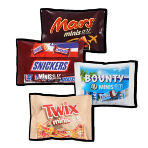 BOUNTY, SNICKERS, MARS, MILKY WAS, TWIX