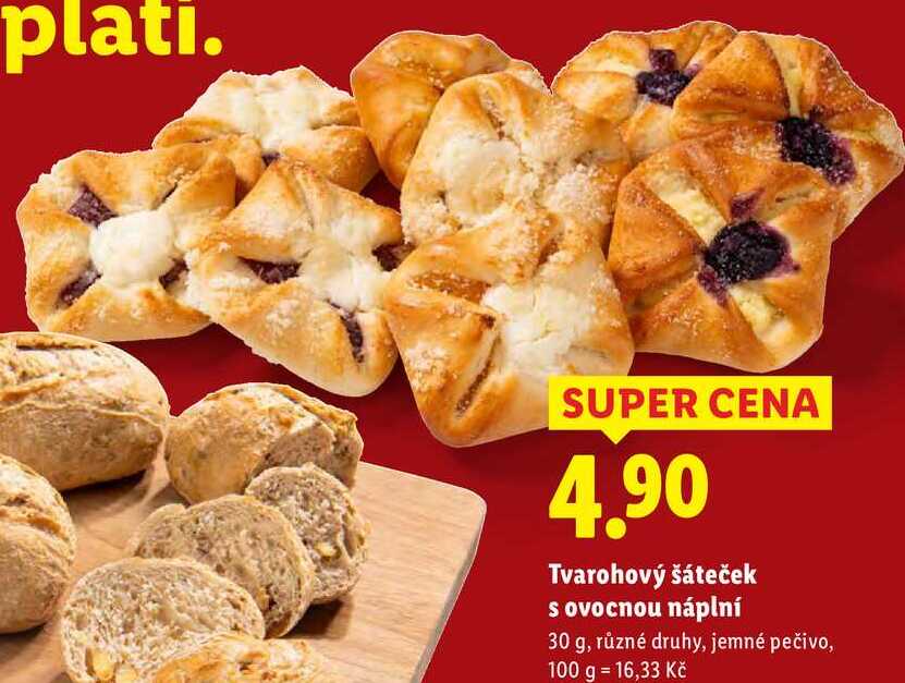 Tvarohový šáteček s ovocnou náplní, 30 g