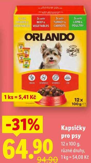 Kapsičky pro psy, 12x 100 g