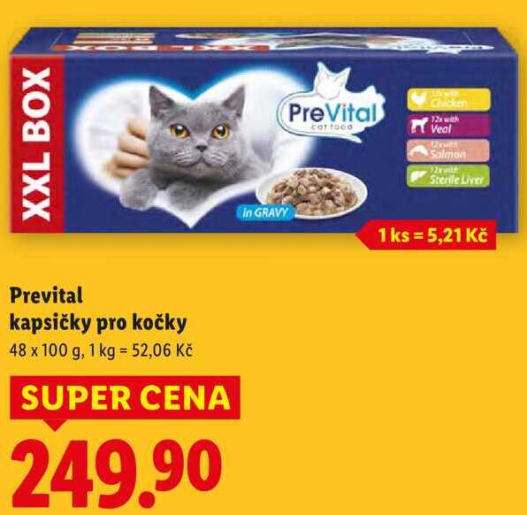 Prevital kapsičky pro kočky, 48x 100 g