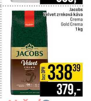 Jacobs Velvet zrnková káva Crema Gold Crema 1kg