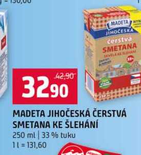 MADETA JIHOČESKÁ ČERSTVÁ SMETANA KE ŠLEHÁNÍ 250 ml 33% tuku