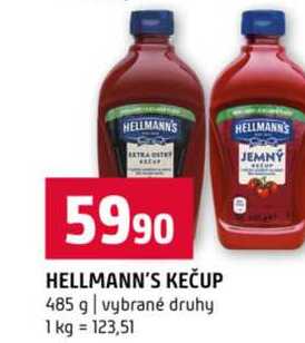 HELLMANN'S KEČUP 485 g vybrané druhy 