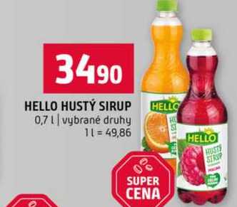 HELLO HUSTÝ SIRUP 0,7l vybrané druhy 